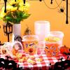 Sliner 20 Pcs 34 oz Halloween Candy Bucket Small Halloween Pail 100 Horror Stickers Halloween Cocktail Rum Buckets with Lid and Handle for Halloween Candy Drinks Food Container
