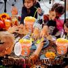 Sliner 20 Pcs 34 oz Halloween Candy Bucket Small Halloween Pail 100 Horror Stickers Halloween Cocktail Rum Buckets with Lid and Handle for Halloween Candy Drinks Food Container