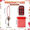 Sliner 20 Set Christmas Santa Key Ornament for No Chimney Houses Vintage Metal Skeleton Charm Key with Santa Claus Card and Red Mesh Bag for Christmas Tree (Red,Black)(Red  Black)
