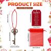 Sliner 20 Set Christmas Santa Key Ornament for No Chimney Houses Vintage Metal Skeleton Charm Key with Santa Claus Card and Red Mesh Bag for Christmas Tree (Red,Black)(Red)