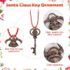 Sliner 20 Set Christmas Santa Key Ornament for No Chimney Houses Vintage Metal Skeleton Charm Key with Santa Claus Card and Red Mesh Bag for Christmas Tree (Red,Black)(Red)
