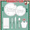 Sliner 210 Pcs Christmas Party Tableware Christmas Disposable Plates and Cups Xmas Cutlery and Napkins for Serves 30 Guests Party Supplies(Red and Gold)(White and Silver)