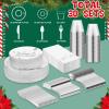 Sliner 210 Pcs Christmas Party Tableware Christmas Disposable Plates and Cups Xmas Cutlery and Napkins for Serves 30 Guests Party Supplies(Red and Gold)(White and Silver)