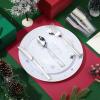 Sliner 210 Pcs Christmas Party Tableware Christmas Disposable Plates and Cups Xmas Cutlery and Napkins for Serves 30 Guests Party Supplies(Red and Gold)(White and Silver)