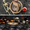 Sliner 227Pcs Gothic Halloween Party Decorations Skull Vintage Supplies Tableware Set Include Tablecloth Tableware for Costume Birthday Party Serve 25