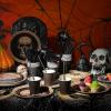 Sliner 227Pcs Gothic Halloween Party Decorations Skull Vintage Supplies Tableware Set Include Tablecloth Tableware for Costume Birthday Party Serve 25
