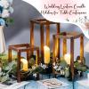 Sliner 24 Pcs Wedding Lantern Centerpiece Set Includes 12 Rustic Wooden Candle Lantern 12 Flameless LED Candle for Wedding Party Baby Shower Table Fireplace Farmhouse Home Decoration
