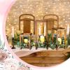 Sliner 24 Pcs Wedding Lantern Centerpiece Set Includes 12 Rustic Wooden Candle Lantern 12 Flameless LED Candle for Wedding Party Baby Shower Table Fireplace Farmhouse Home Decoration