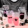 Sliner 24 Set Halloween Drink Pouches with Straws for Adults Juice Liquor Pouches Happy Boo Day Pink Black Drink Bags for Adult Teen Stand up Plastic Bags for Halloween Party Props Favor