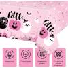 Sliner 3 Pack Pink Halloween Tablecloths – Girl Little Boo Table Covers 108 x 54 Inch Pumpkins Ghost Plastic Table Cloths for Dinner Party Supplies