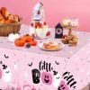 Sliner 3 Pack Pink Halloween Tablecloths – Girl Little Boo Table Covers 108 x 54 Inch Pumpkins Ghost Plastic Table Cloths for Dinner Party Supplies