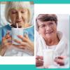 Sliner 3 Pcs Adult Sippy Cups for Elderly, 12 oz Plastic Spill Proof Cups with 2 Handles Straw and Lid for Adults Hospital Disabled Dysphagia Patients (Blue)(White)