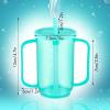 Sliner 3 Pcs Adult Sippy Cups for Elderly, 12 oz Plastic Spill Proof Cups with 2 Handles Straw and Lid for Adults Hospital Disabled Dysphagia Patients (Blue)(Blue)