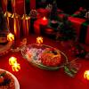 Sliner 3 Pcs Christmas Holiday Candy Dish Peppermint Candy Tray Christmas Serving Dishes Crystal Glass Fruit Plates Dessert Plates Tableware Bowl for Xmas Cookie Snack Party Favor (Red)(Green)