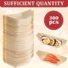 Sliner 300 Pcs Disposable Wood Boat Plates Dishes Food Boats Disposable Wooden Appetizer Sushi Plates Bulk for Catering and Home Use(7 Inch)(7 Inch)