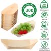 Sliner 300 Pcs Disposable Wood Boat Plates Dishes Food Boats Disposable Wooden Appetizer Sushi Plates Bulk for Catering and Home Use(7 Inch)(8 Inch)