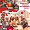 Sliner 32 Pcs Christmas Stemless Wine Glasses 12 oz Clear Plastic Wine Glasses Bulk Santa Claus Gold Rim Funny Drinking Set for Women Man Family Friends Christmas