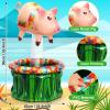 Sliner 35 Inch Luau Pig Inflatable Cooler, Luau Hawaiian Tropical Beach Themed Party Decorations, Blow Up Beverage Cooler Drink Container for Outdoor Summer Pool Party Supplies