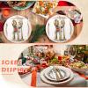Sliner 350 Pcs Christmas Paper Plates and Napkins Set Disposable Xmas Tableware Dinnerware Party Supplies Includes 100 Paper Plates 50 Cups 50 Napkins 50 Sets Knives Forks and Spoons for 50 guests(Classic Colors)
