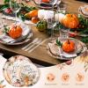 Sliner 350 Pcs Christmas Paper Plates and Napkins Set Disposable Xmas Tableware Dinnerware Party Supplies Includes 100 Paper Plates 50 Cups 50 Napkins 50 Sets Knives Forks and Spoons for 50 guests(Pastel Colors)