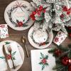 Sliner 350 Pcs Christmas Paper Plates and Napkins Set Disposable Xmas Tableware Dinnerware Party Supplies Includes 100 Paper Plates 50 Cups 50 Napkins 50 Sets Knives Forks and Spoons for 50 guests(Classic Colors)