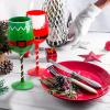Sliner 4 Pcs Christmas Wine Glasses Christmas Glasses Drinkware Funny Gifts for New Year Wine Lover Wedding Holiday Housewarming Party Decorative(Classic Style)(Classic Style)