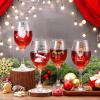 Sliner 4 Pcs Christmas Wine Glasses Christmas Glasses Drinkware Funny Gifts for New Year Wine Lover Wedding Holiday Housewarming Party Decorative(Classic Style)(Elegant Style)