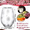 Sliner 4 Pcs Christmas Wine Glasses Set 17oz Stemless Wine Glasses Christmas Party Decoration Holiday Gift Party Supplies, Hand Wash Only(Snowflake)(Snowflake)