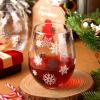 Sliner 4 Pcs Christmas Wine Glasses Set 17oz Stemless Wine Glasses Christmas Party Decoration Holiday Gift Party Supplies, Hand Wash Only(Snowflake)(Snowflake)