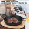 Sliner 4 Sets Mini Cast Iron Skillet Small Cast Iron Plates Skillet with Wooden Base Small Round Pan Fajita Plate Pot for Baking Cooking(6.3 Inches)(6.3 Inches)