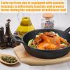 Sliner 4 Sets Mini Cast Iron Skillet Small Cast Iron Plates Skillet with Wooden Base Small Round Pan Fajita Plate Pot for Baking Cooking(6.3 Inches)(7.9 Inches)