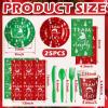Sliner 400 Pcs Christmas Dinnerware Set Team Naughty or Nice Tableware Set Christmas Party Decorations Disposable Dinner Plates and Napkins for Xmas Dinner Birthday