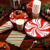 Sliner 400 Pcs Christmas Paper Plates and Napkins Tableware Set, Disposable Peppermint Dinnerware Decorations Christmas Candy Cane Party Supplies, 200 Plates 100 Napkins 100 Cups for Holiday Xmas