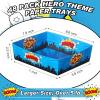 Sliner 48 Pcs Hero Theme Birthday Party Supplies 5Lb Large Hero Food Trays Party Favors Food Boats Snack Paper Trays for Birthday Decorations(Boy)(Boy)
