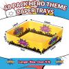 Sliner 48 Pcs Hero Theme Birthday Party Supplies 5Lb Large Hero Food Trays Party Favors Food Boats Snack Paper Trays for Birthday Decorations(Boy)(Girl)