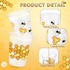 Sliner 50 Pcs Clear Honey Cups – 12 oz Disposable Drinking Cups with Straws – Bee Theme Party Favors for Kitchen, Baby Shower