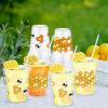 Sliner 50 Pcs Clear Honey Cups – 12 oz Disposable Drinking Cups with Straws – Bee Theme Party Favors for Kitchen, Baby Shower