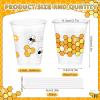 Sliner 50 Pcs Clear Honey Cups – 12 oz Disposable Drinking Cups with Straws – Bee Theme Party Favors for Kitchen, Baby Shower