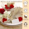 Sliner 50 Pcs Gold Napkin Rings Hollow Out Napkin Ring Holders Serviette Buckle Holder for Holiday Dinner Party Table Decoration Wedding Banquet Anniversary