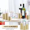 Sliner 50 Pcs Hard Plastic Cups Double Rimmed Plastic Cups Heavy Duty Fancy Disposable Wine Glasses for Holiday Wedding Graduation Birthdays Christmas Valentine Parties(16 Oz,Rose Gold)(Gold)