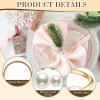 Sliner 50 Pcs Pearl Napkin Rings Set Gold Napkin Ring Holders Delicate Serviette Ring Buckle for Wedding Thanksgiving Christmas Family Gathering Birthday Banquet Party Table Supplies (Stylish Style)(Simple Style)