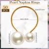 Sliner 50 Pcs Pearl Napkin Rings Set Gold Napkin Ring Holders Delicate Serviette Ring Buckle for Wedding Thanksgiving Christmas Family Gathering Birthday Banquet Party Table Supplies (Stylish Style)(Simple Style)