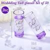Sliner 50 Set Wedding Favors for Guests Bulk 2oz Acrylic Take a Shot We Tied the Knot Shot Glasses with Thank You Cards Organza Bags for Guest Souvenirs Wedding Gifts Newlyweds Bridal Shower Party(Purple  Black)