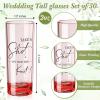 Sliner 50 Set Wedding Favors for Guests Bulk 2oz Acrylic Take a Shot We Tied the Knot Shot Glasses with Thank You Cards Organza Bags for Guest Souvenirs Wedding Gifts Newlyweds Bridal Shower Party(Pink)