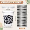 Sliner 50 Sets Plastic Cups Disposable with Lids and Paper Straws 16 oz Clear Drinking Cups for Xmas Checkered Flag Cow Print Themed Holiday Birthday Party(Checkered Racing Style)(Cow Style)