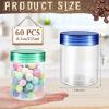 Sliner 60 Pcs 8 oz Plastic Jars with Lids Clear Round Leakproof Storage Containers Empty Refillable Plastic Mason Jars for Travel Storage Face Creams Kitchen Household Food Spice (Cute Color)(Fresh Color)