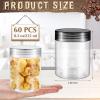 Sliner 60 Pcs 8 oz Plastic Jars with Lids Clear Round Leakproof Storage Containers Empty Refillable Plastic Mason Jars for Travel Storage Face Creams Kitchen Household Food Spice (Cute Color)(Clear And Black)