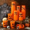 Sliner 60 Pieces Halloween Jack O Lantern Cups 12 oz Plastic Scary Printed Pumpkin Design Cup Reusable Orange Cute Halloween Party Supplies for Liquor Juice Hot Cold Drinks Coffee Kitchen Adult Kids