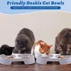 Sliner 7 Pcs Kitten Litter Box Starter Kit, 2 Plastic Small Kitty Litter Box Training Low Entry with Scoop, 2 Double Cat Bowl and Mat for Kitten Indoor(Blue)(Blue)