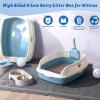 Sliner 7 Pcs Kitten Litter Box Starter Kit, 2 Plastic Small Kitty Litter Box Training Low Entry with Scoop, 2 Double Cat Bowl and Mat for Kitten Indoor(Blue)(Blue)